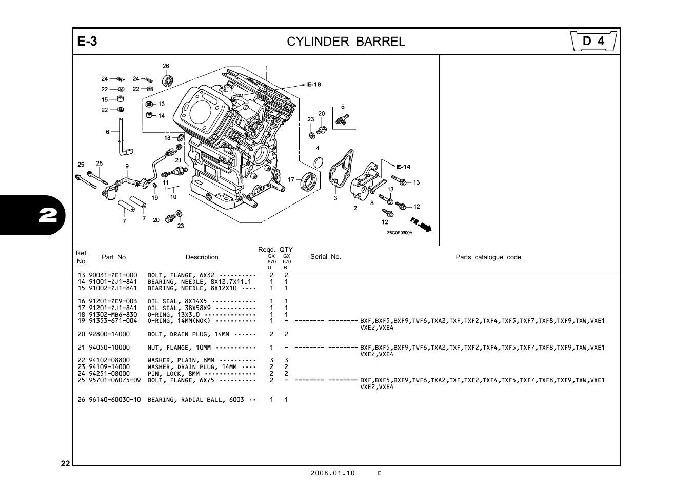 Cylinder barrel | HONDA GX670R User Manual | Page 25 / 97