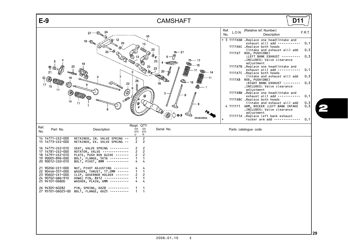 Camshaft | HONDA GX670R User Manual | Page 32 / 97