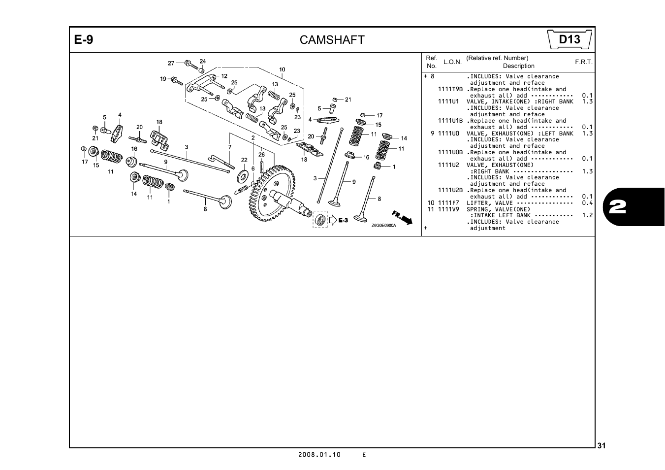 Camshaft | HONDA GX670R User Manual | Page 34 / 97