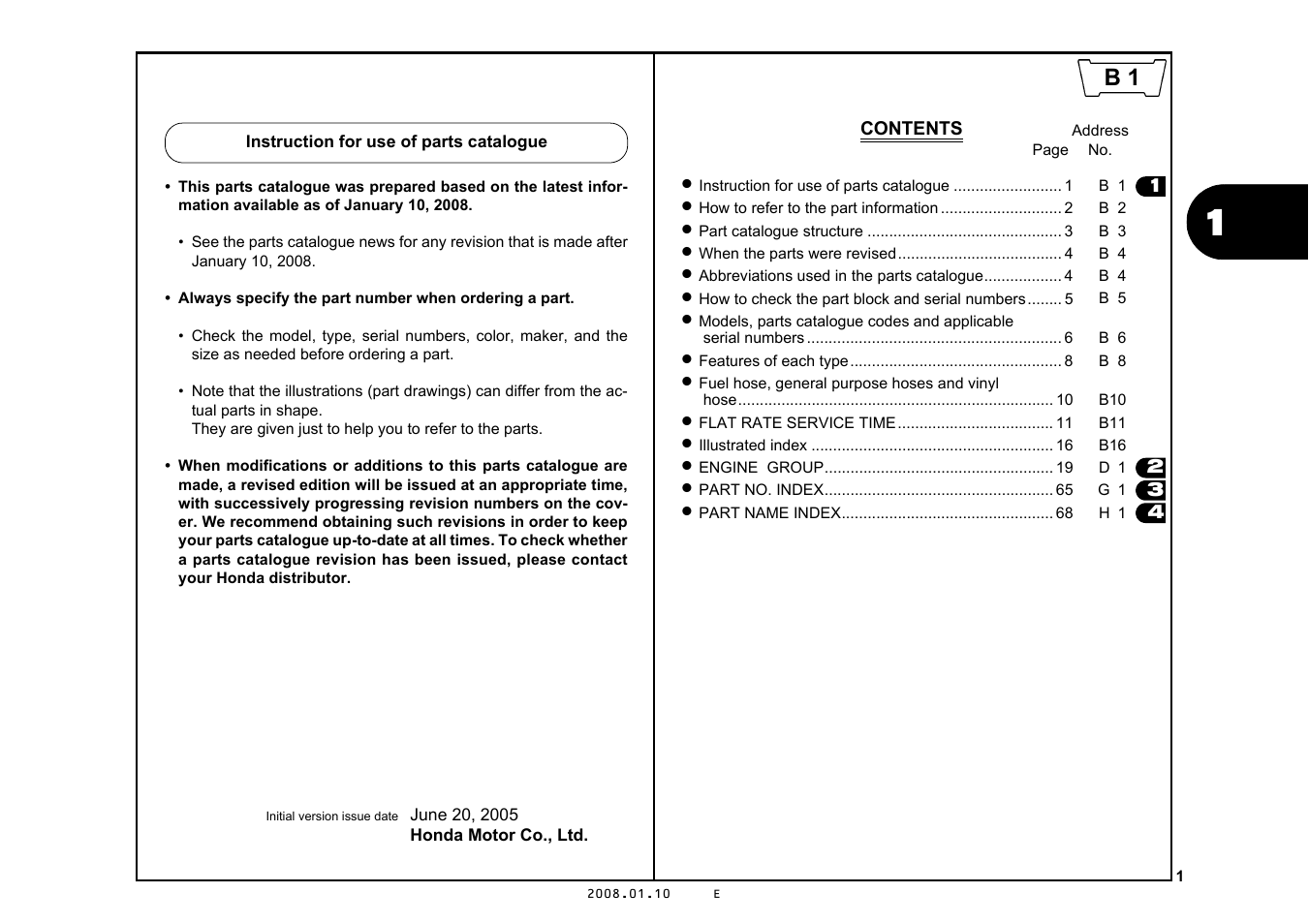 Instruction for use of parts catalogue | HONDA GX670R User Manual | Page 4 / 97