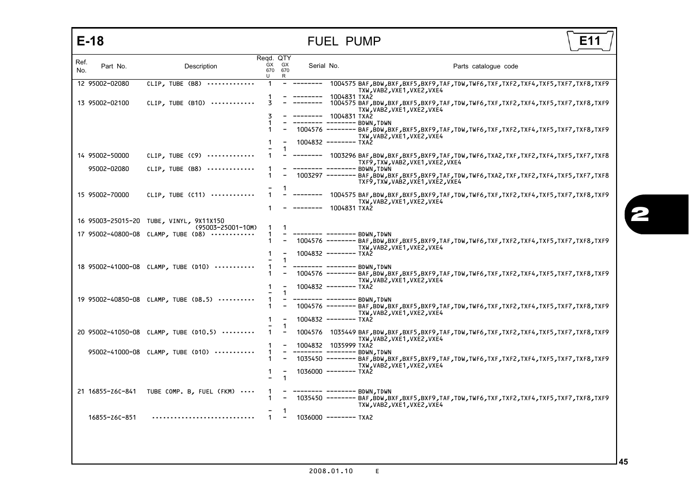 E-18, Fuel pump | HONDA GX670R User Manual | Page 48 / 97