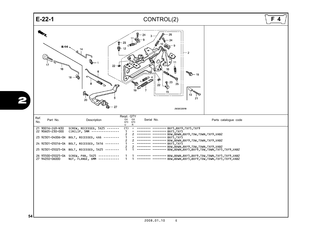 E-22-1, Control(2) | HONDA GX670R User Manual | Page 57 / 97