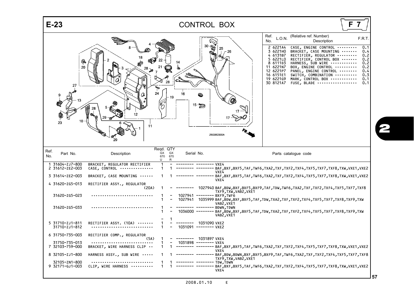 E-23, Control box | HONDA GX670R User Manual | Page 60 / 97
