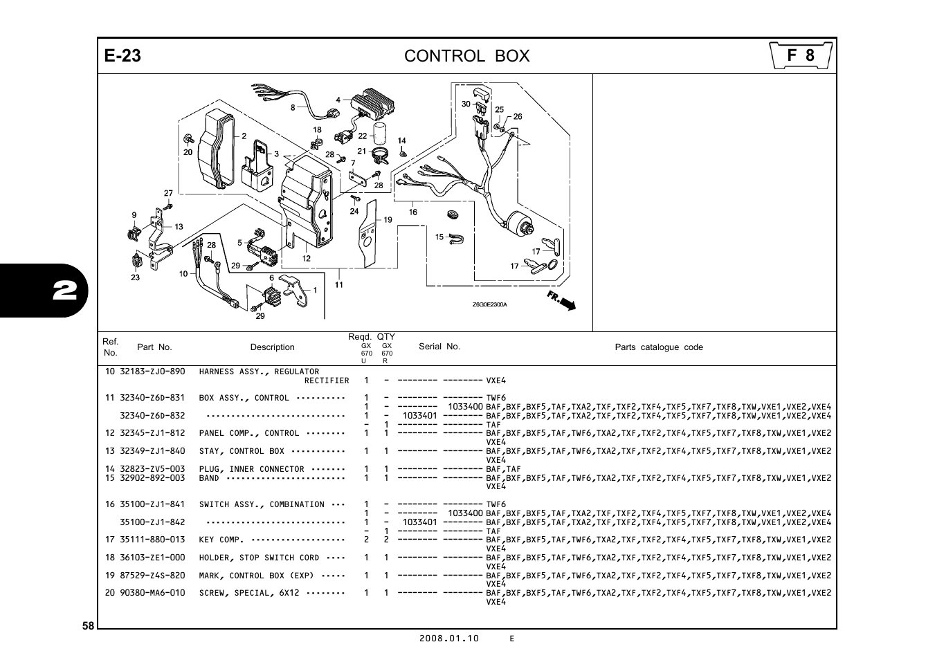 E-23, Control box | HONDA GX670R User Manual | Page 61 / 97