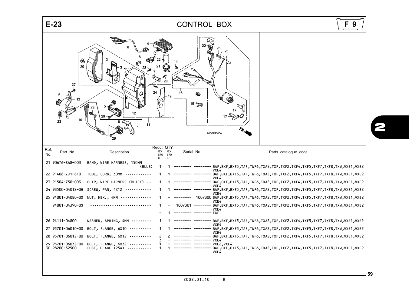 E-23, Control box | HONDA GX670R User Manual | Page 62 / 97