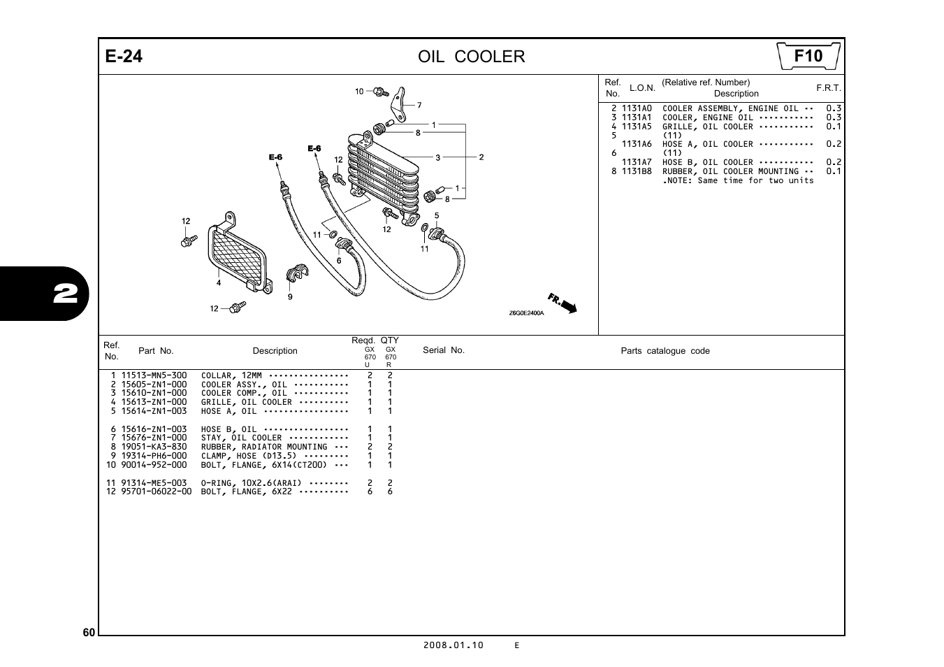 E-24, Oil cooler | HONDA GX670R User Manual | Page 63 / 97