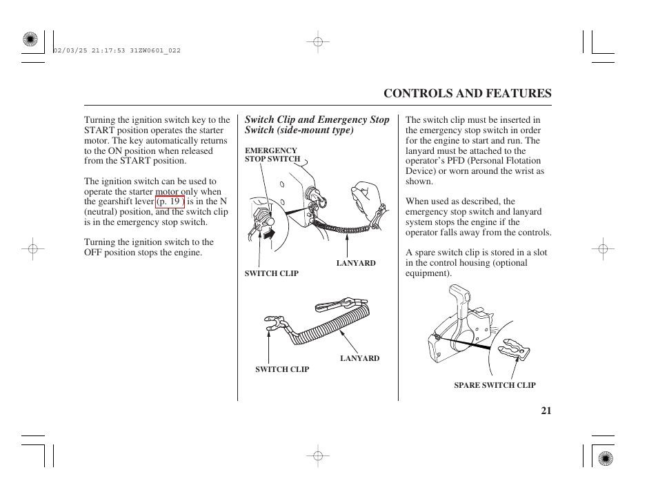 Controls and features | HONDA Outboard Motor BF75A User Manual | Page 23 / 130