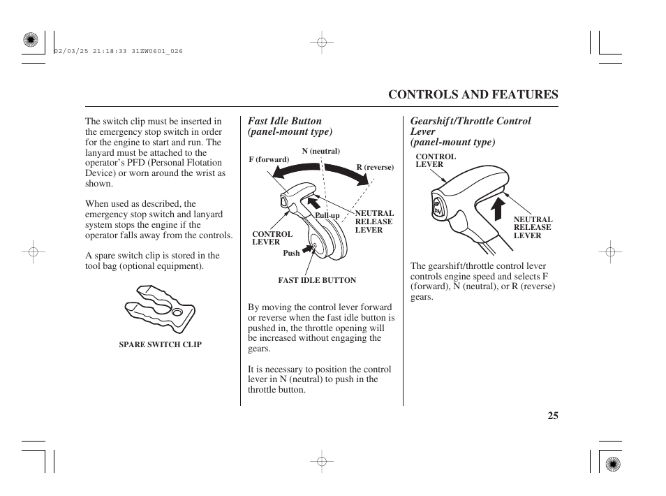 Controls and features | HONDA Outboard Motor BF75A User Manual | Page 27 / 130