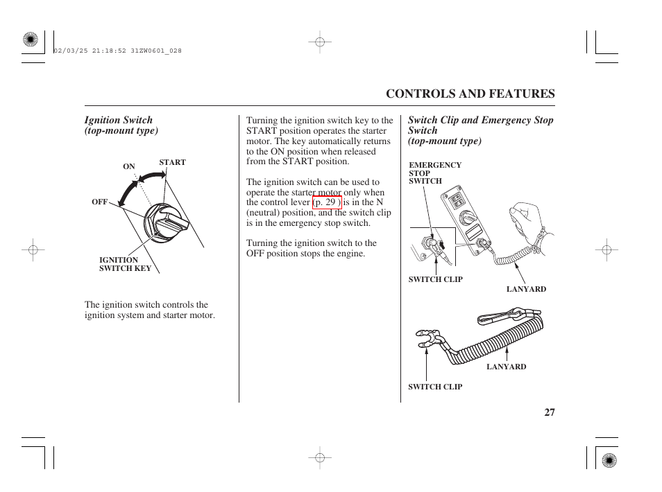 Controls and features | HONDA Outboard Motor BF75A User Manual | Page 29 / 130