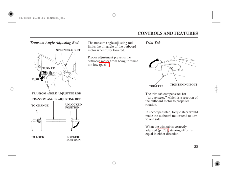 Controls and features | HONDA Outboard Motor BF75A User Manual | Page 35 / 130