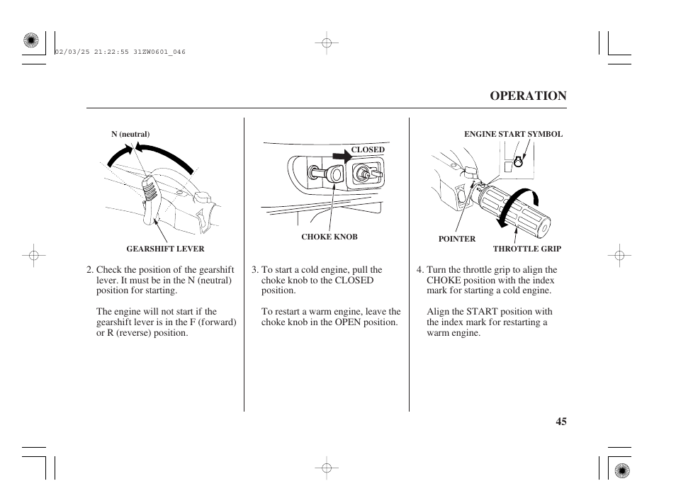 Operation | HONDA Outboard Motor BF75A User Manual | Page 47 / 130