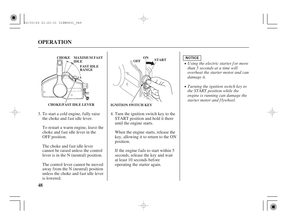 Operation | HONDA Outboard Motor BF75A User Manual | Page 50 / 130