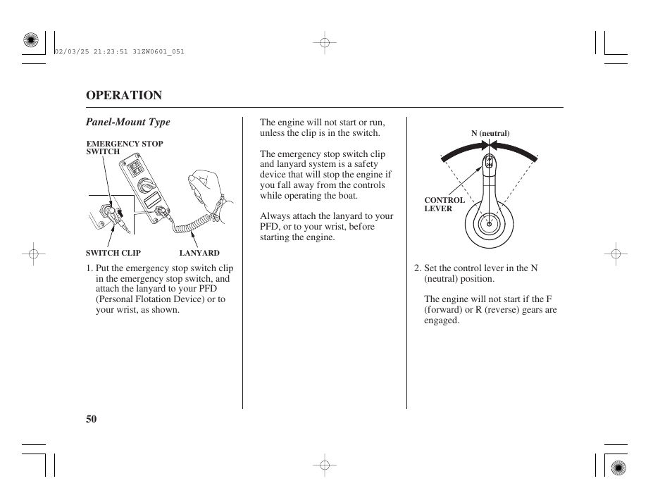 Operation | HONDA Outboard Motor BF75A User Manual | Page 52 / 130
