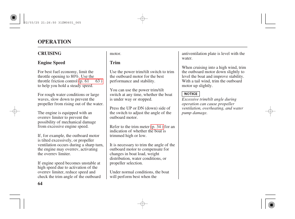 Cruising | HONDA Outboard Motor BF75A User Manual | Page 66 / 130