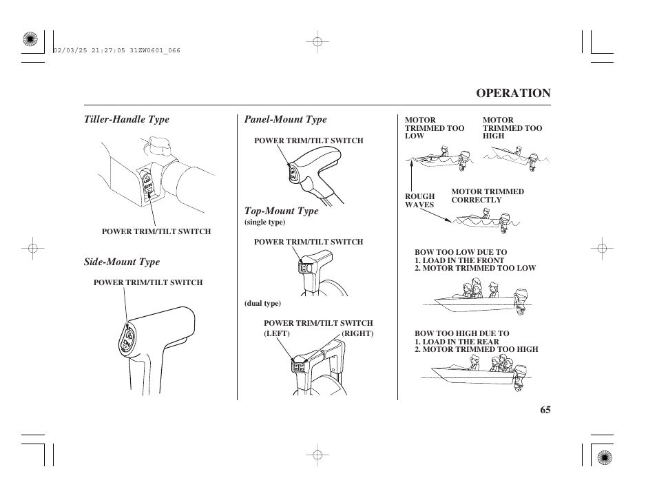 Operation | HONDA Outboard Motor BF75A User Manual | Page 67 / 130