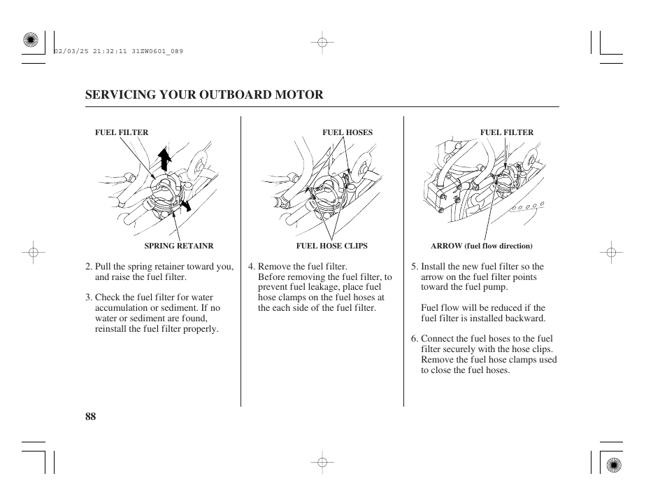 Servicing your outboard motor | HONDA Outboard Motor BF75A User Manual | Page 90 / 130