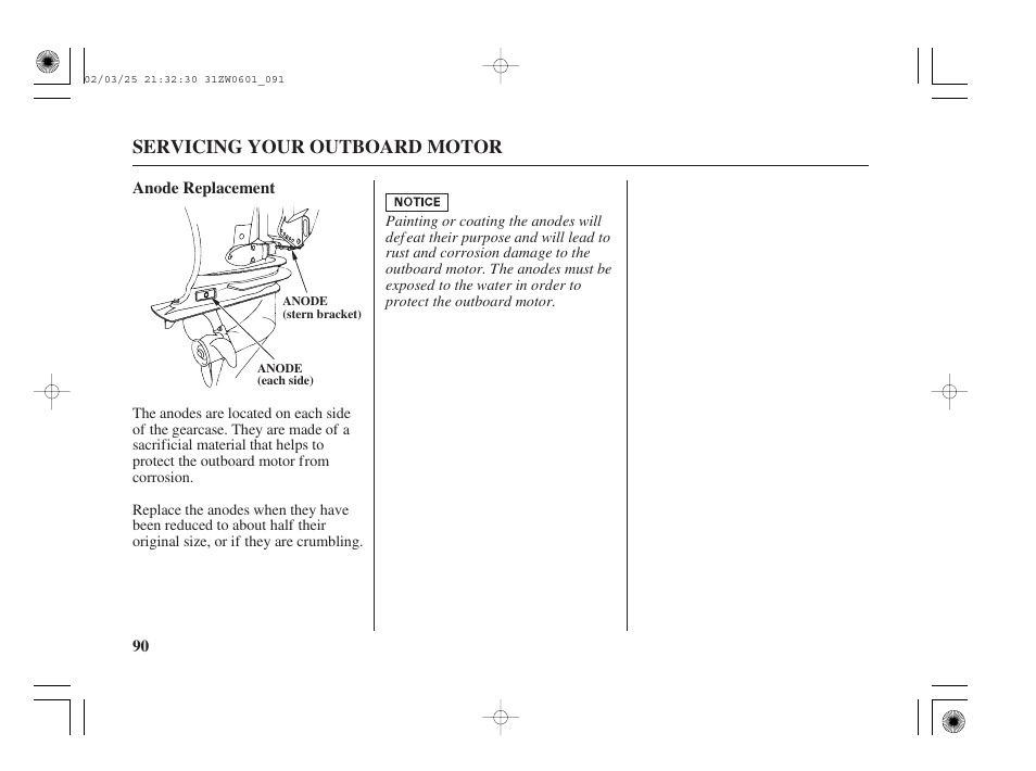 Servicing your outboard motor | HONDA Outboard Motor BF75A User Manual | Page 92 / 130