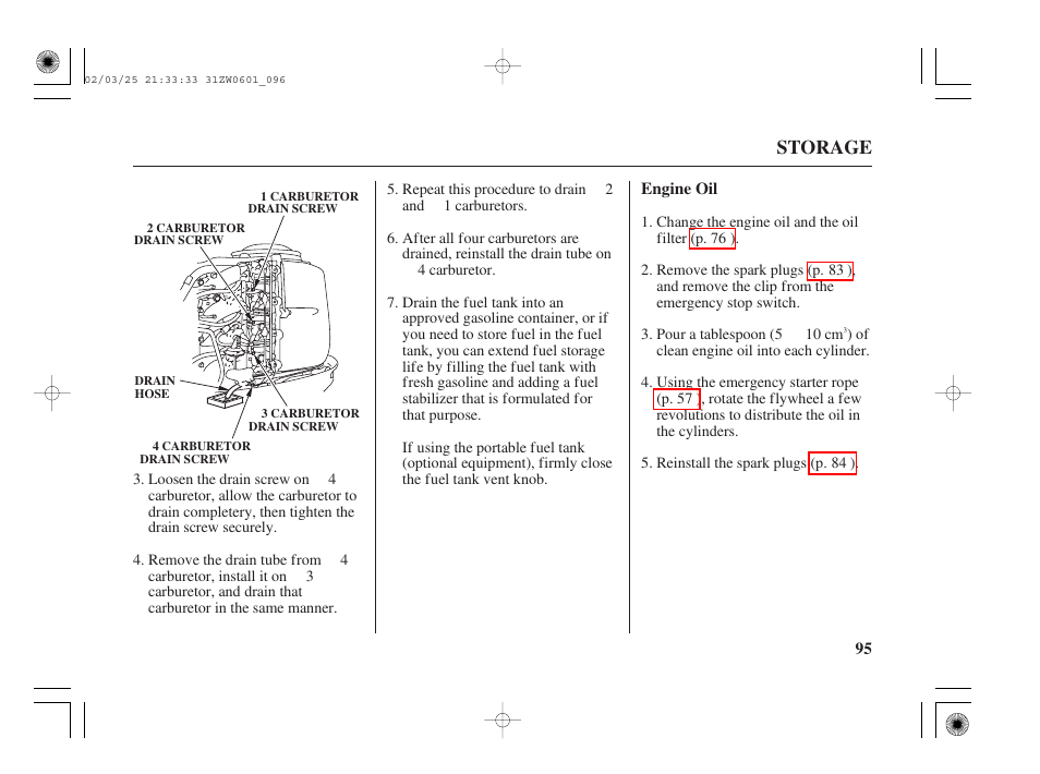 Storage | HONDA Outboard Motor BF75A User Manual | Page 97 / 130