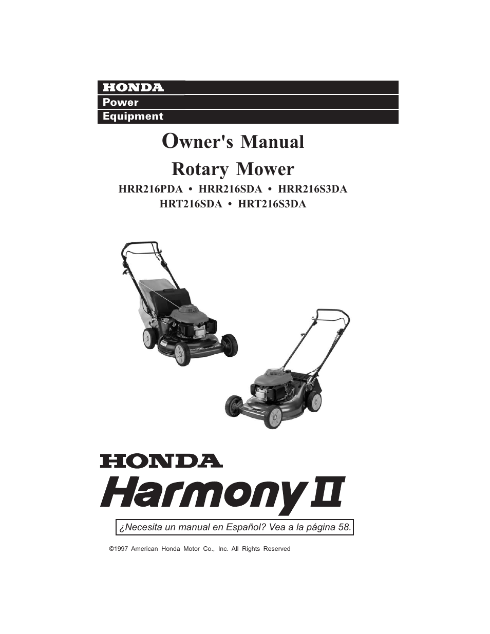HONDA HRR216SDA User Manual | 65 pages