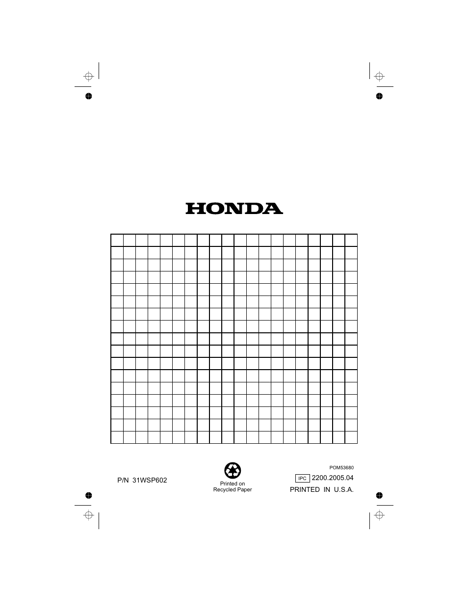 HONDA WSP33AA User Manual | Page 23 / 23