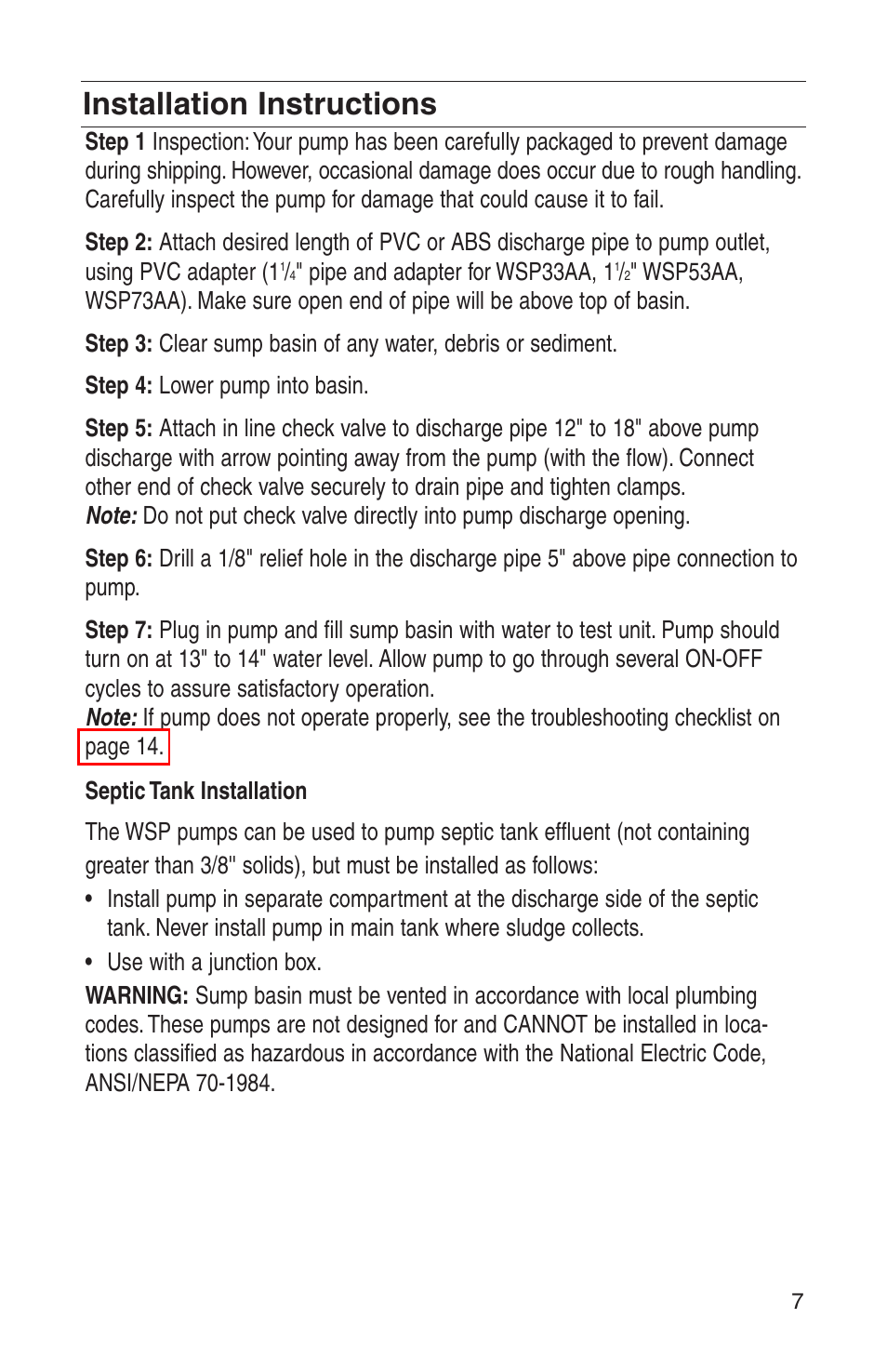 Installation instructions, Materials needed and installation instructions | HONDA WSP33AA User Manual | Page 9 / 23