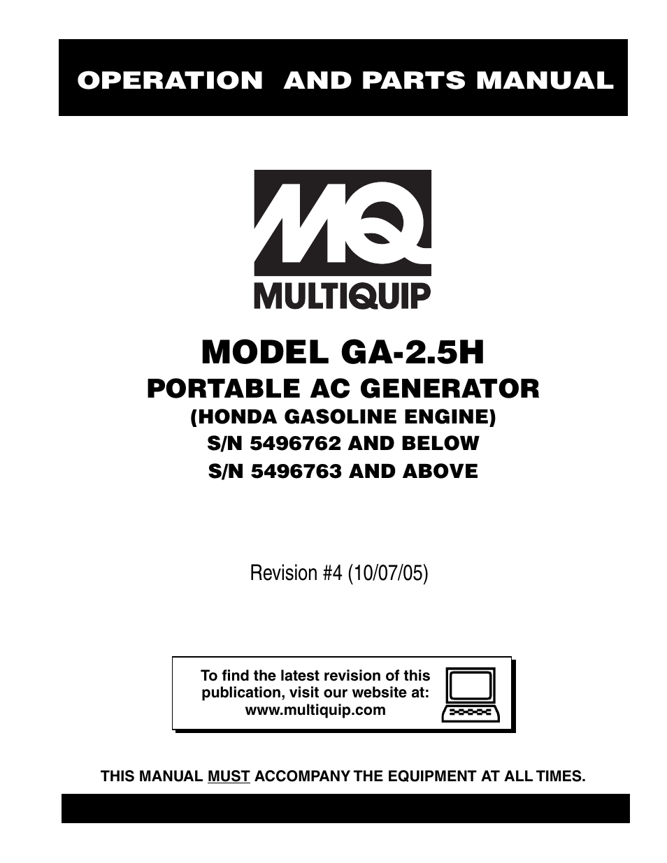 HONDA GA-2.5H User Manual | 80 pages