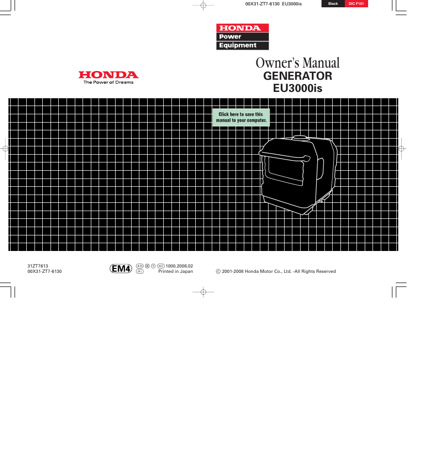 HONDA EU3000is User Manual | 71 pages