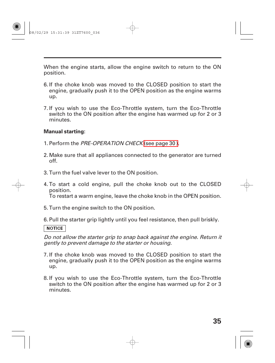 HONDA EU3000is User Manual | Page 37 / 71
