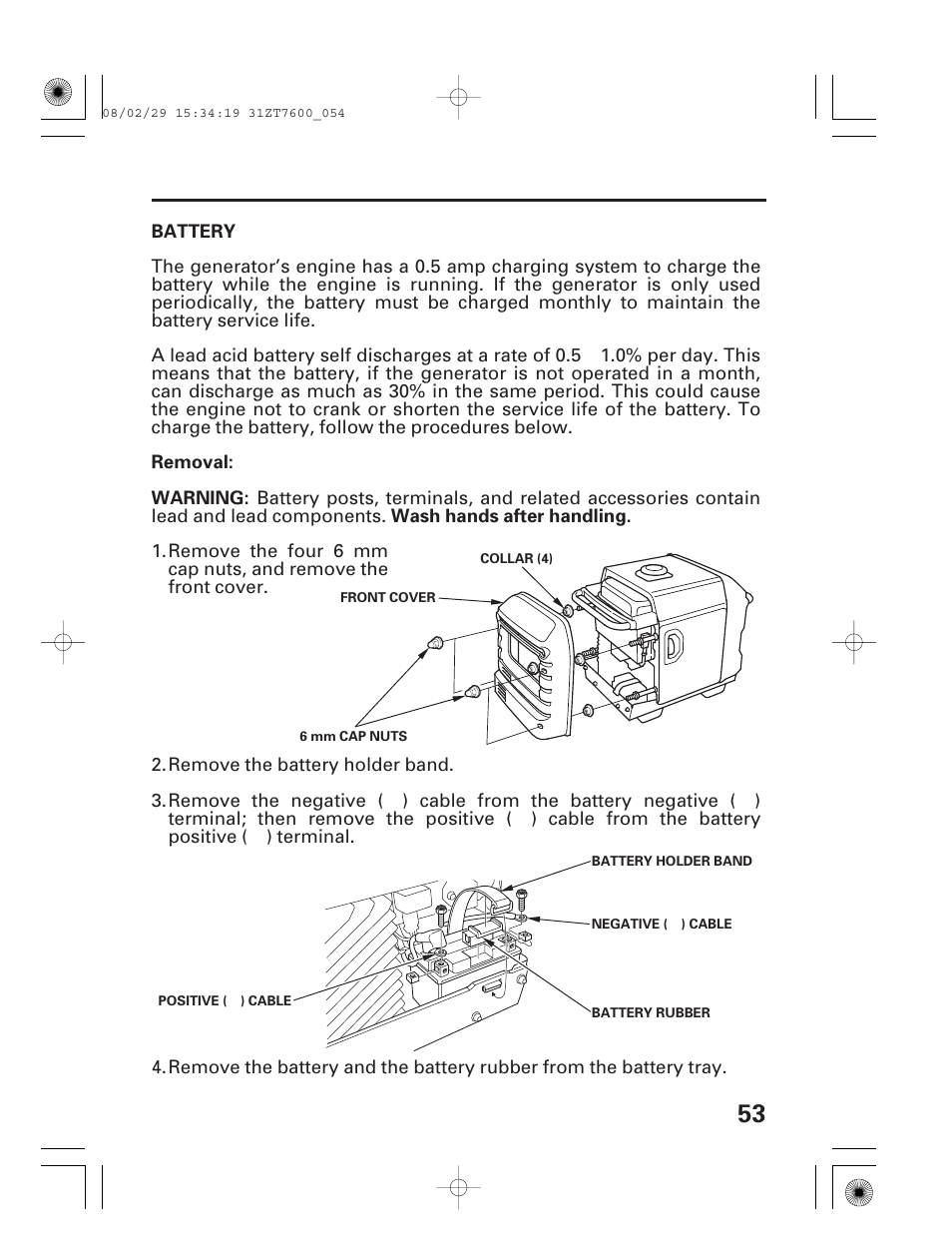 Battery | HONDA EU3000is User Manual | Page 55 / 71