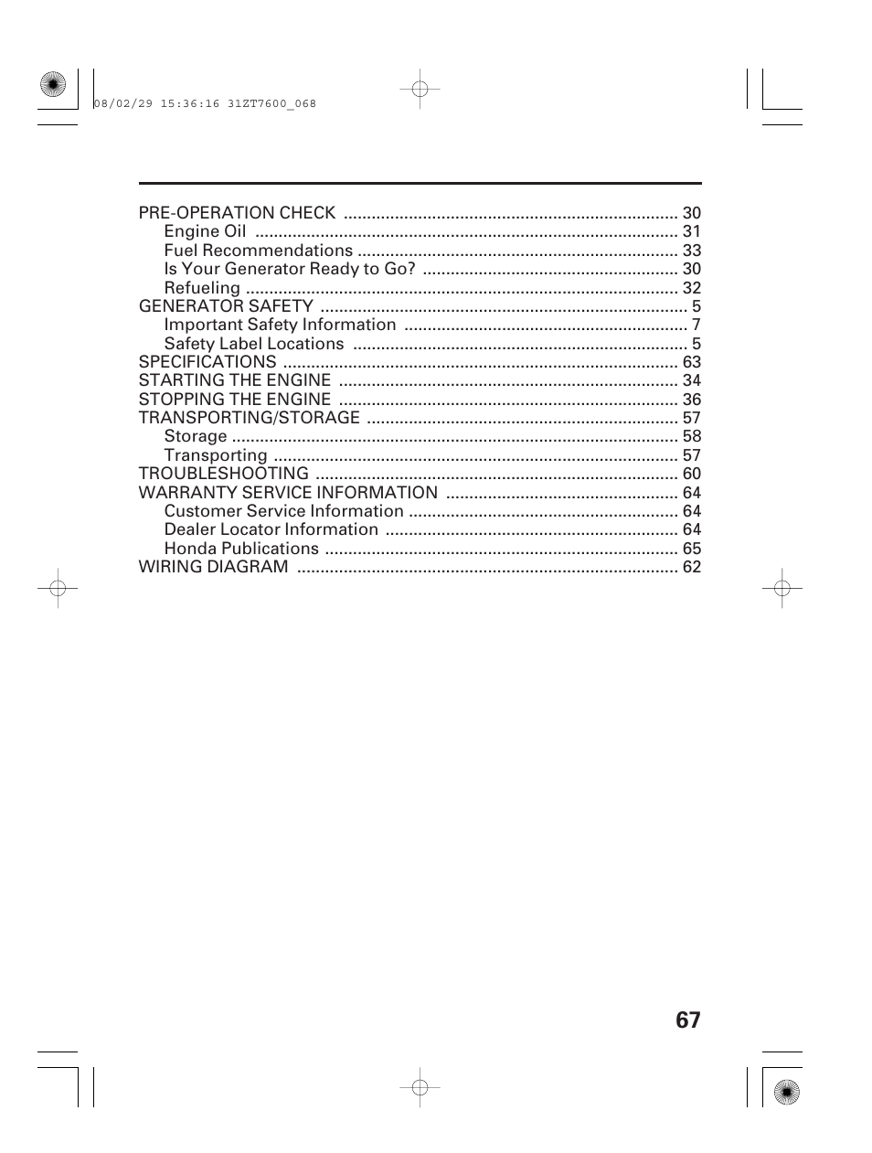 HONDA EU3000is User Manual | Page 69 / 71