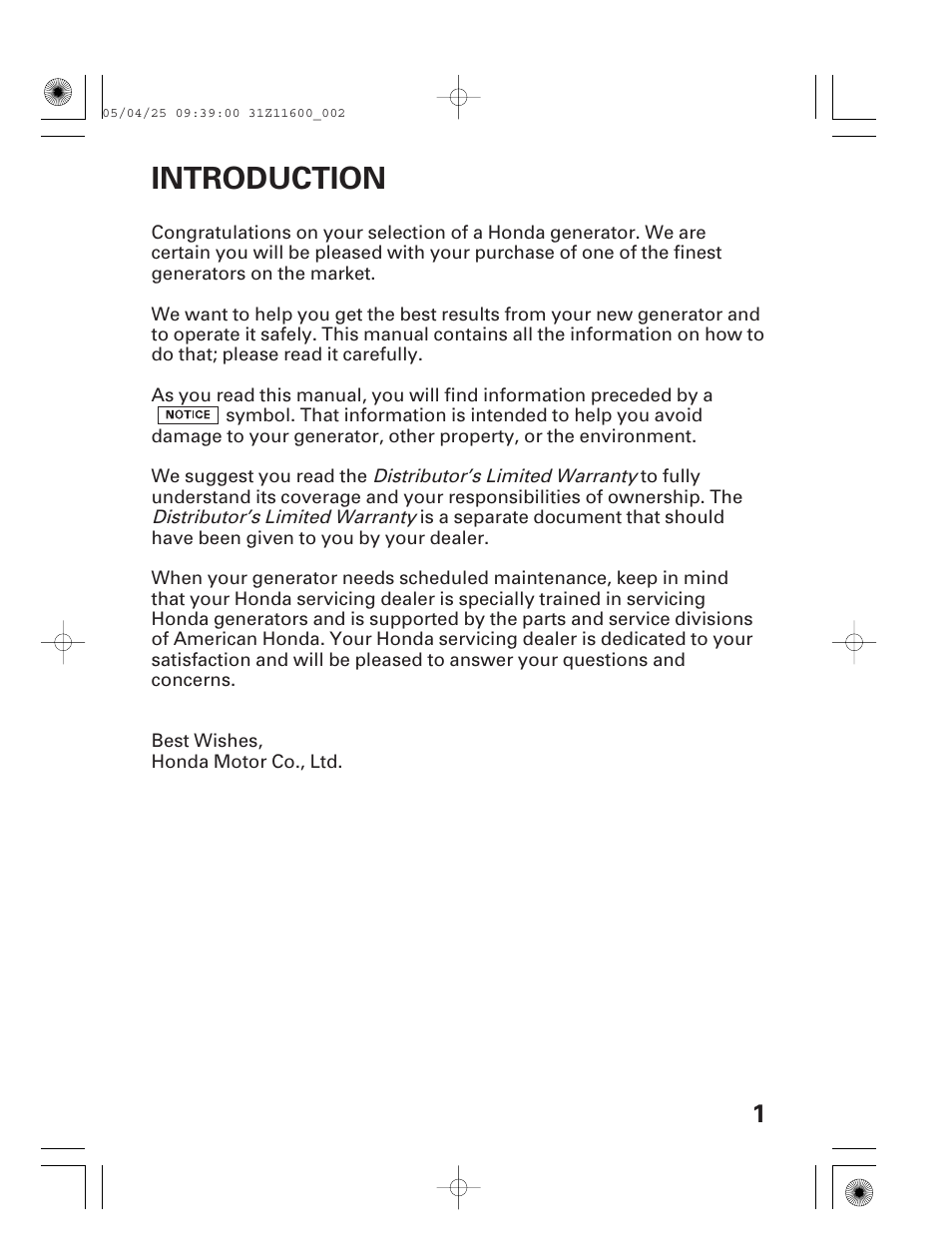 Introduction | HONDA EM7000is User Manual | Page 3 / 100