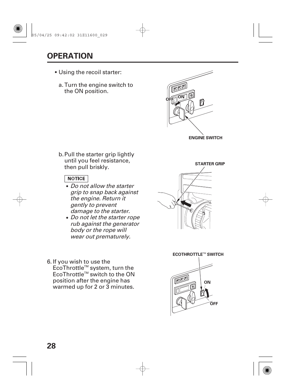 28 operation | HONDA EM7000is User Manual | Page 30 / 100