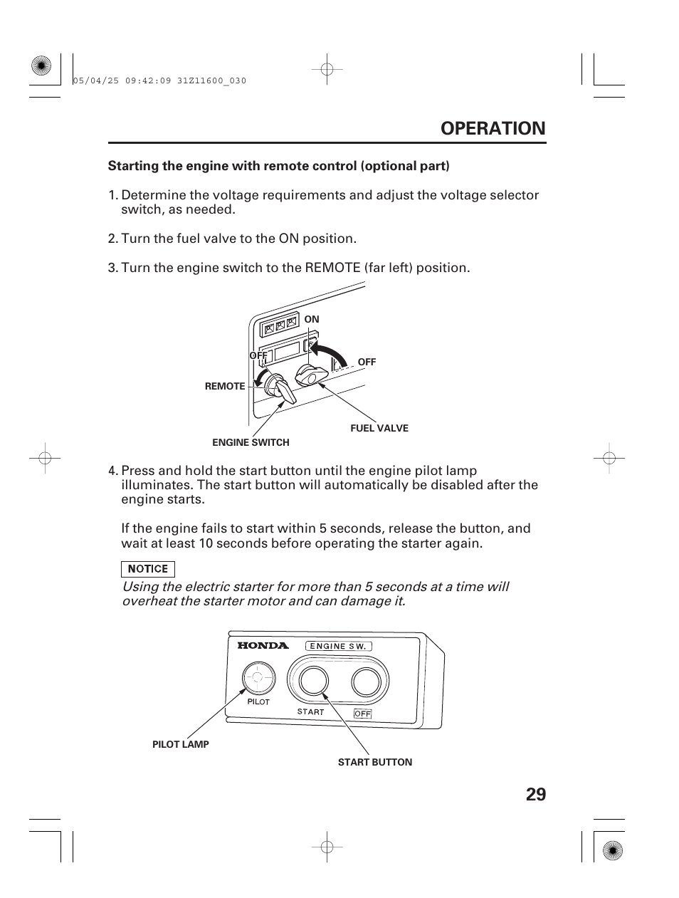 29 operation | HONDA EM7000is User Manual | Page 31 / 100