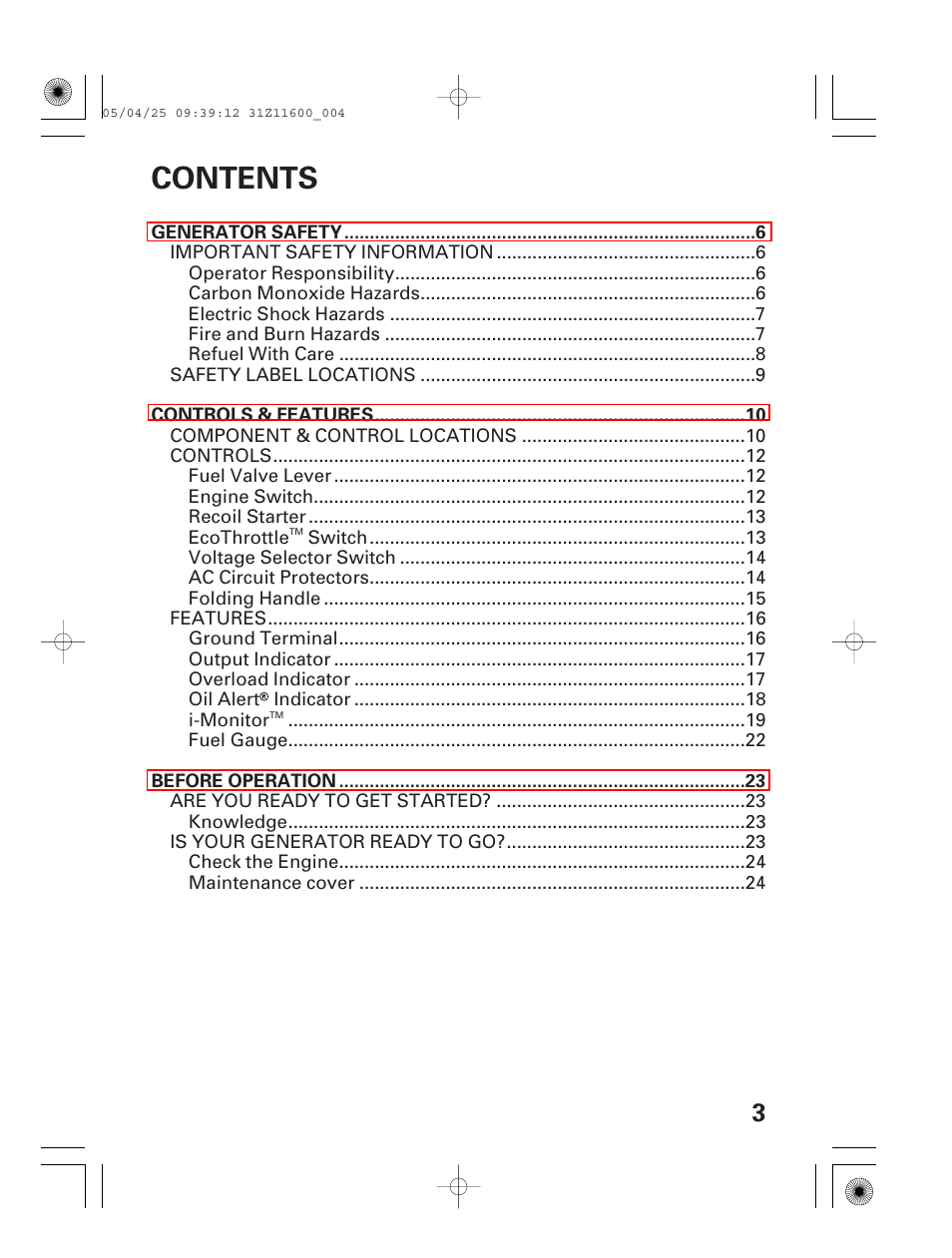 HONDA EM7000is User Manual | Page 5 / 100