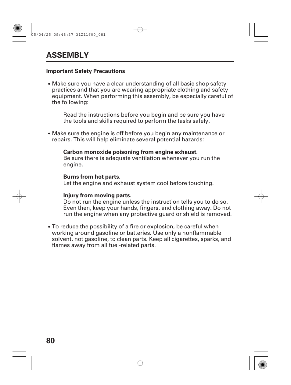 80 assembly | HONDA EM7000is User Manual | Page 82 / 100