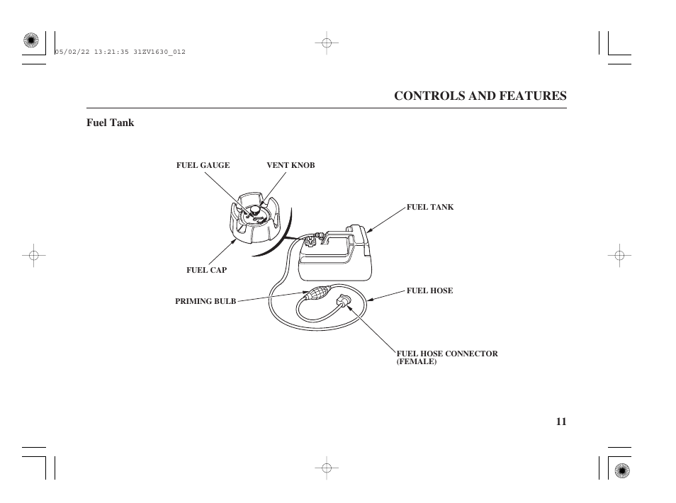 Controls and features | HONDA Outboard Motor BF5A User Manual | Page 13 / 93