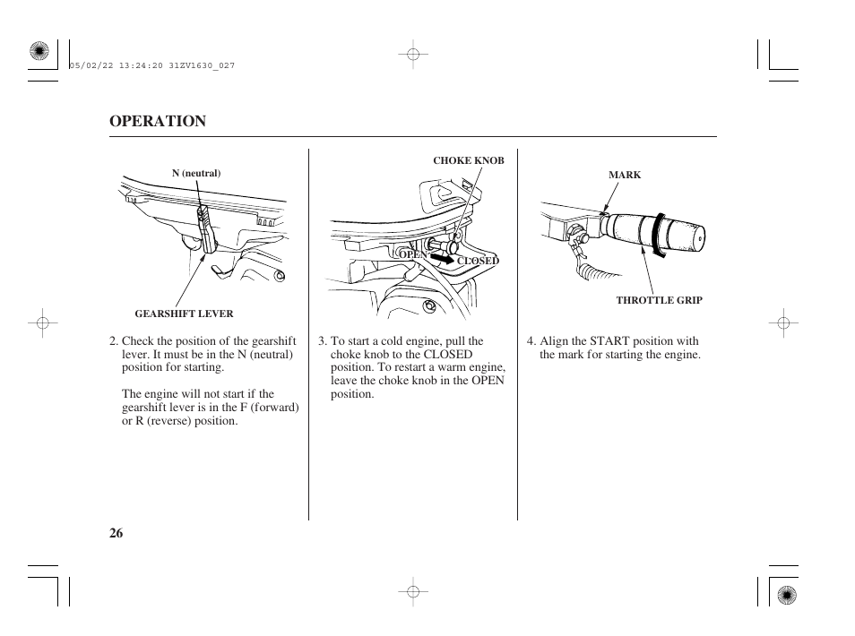 Operation | HONDA Outboard Motor BF5A User Manual | Page 28 / 93