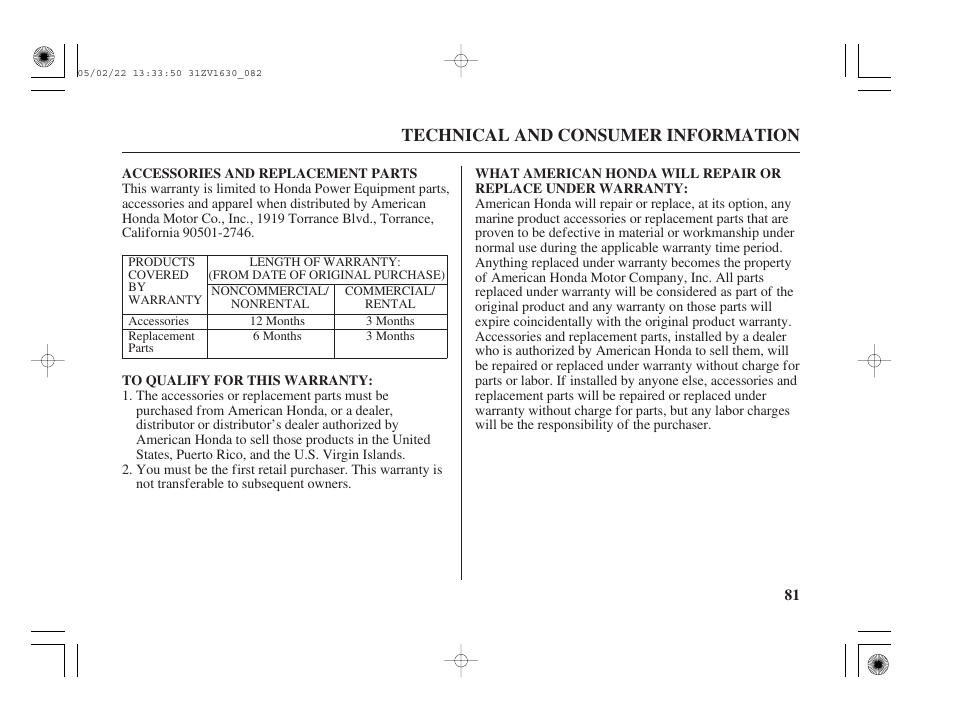 Technical and consumer information | HONDA Outboard Motor BF5A User Manual | Page 83 / 93