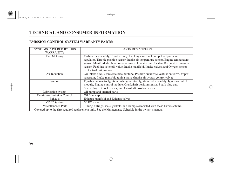 Technical and consumer information | HONDA Outboard Motor BF5A User Manual | Page 88 / 93
