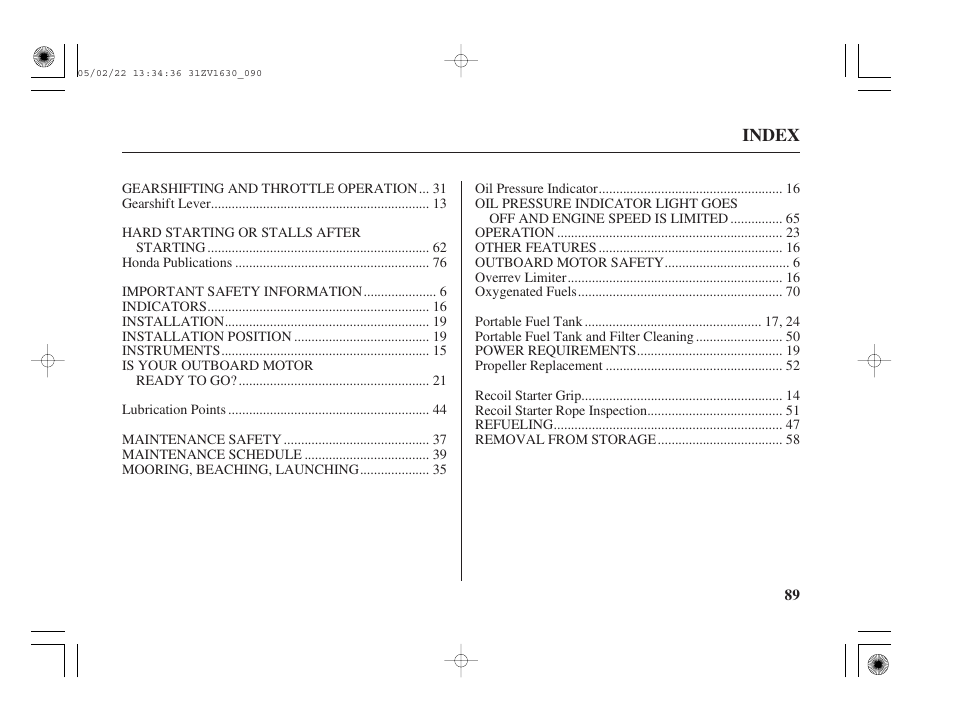 HONDA Outboard Motor BF5A User Manual | Page 91 / 93
