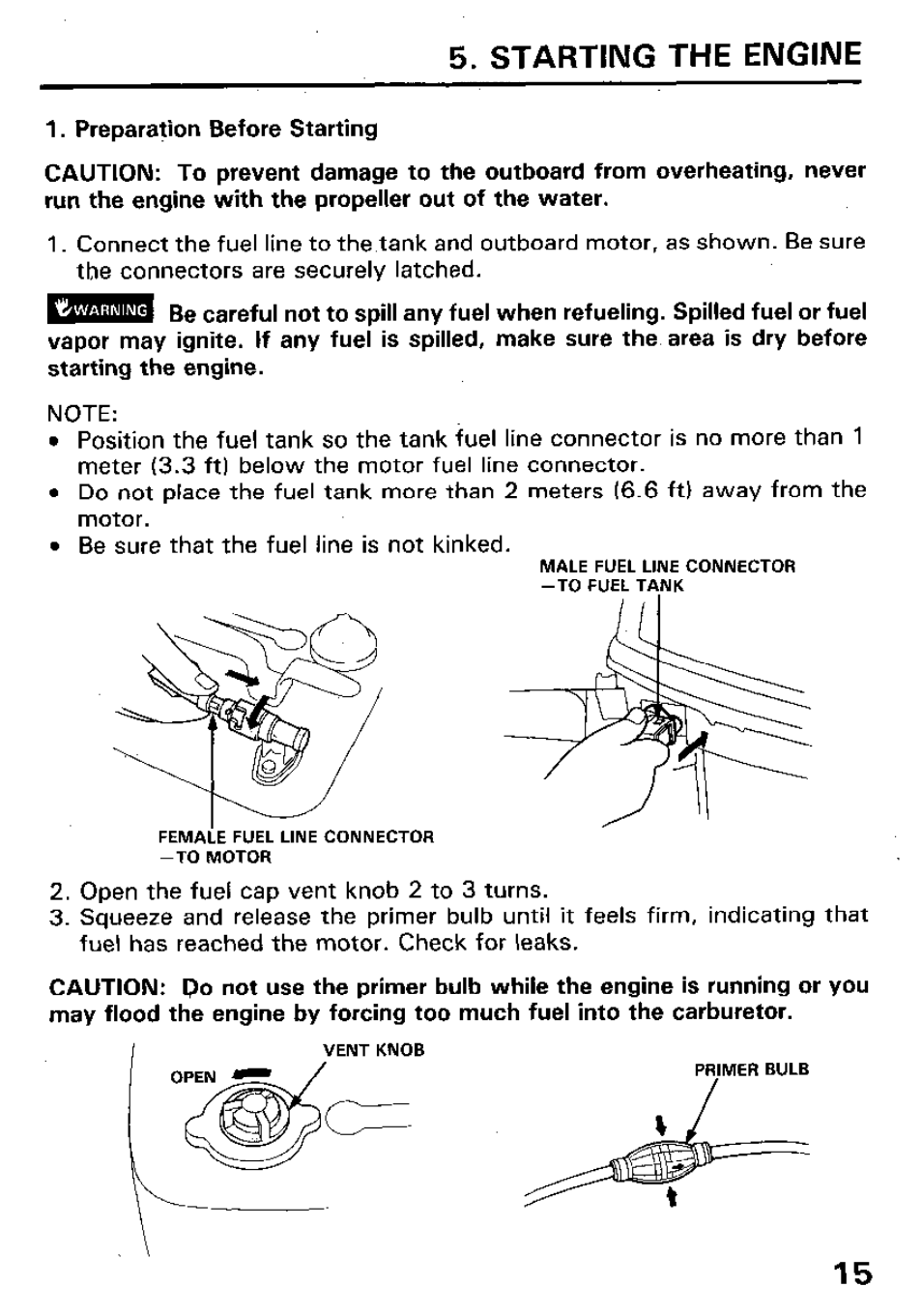 Starting the engine | HONDA Outboard Motor BF15A User Manual | Page 17 / 81
