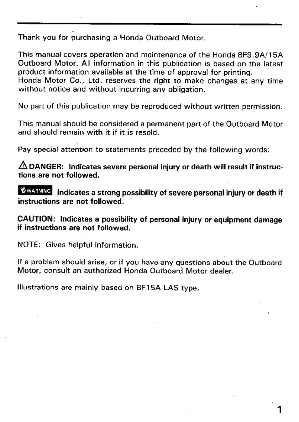 HONDA Outboard Motor BF15A User Manual | Page 3 / 81