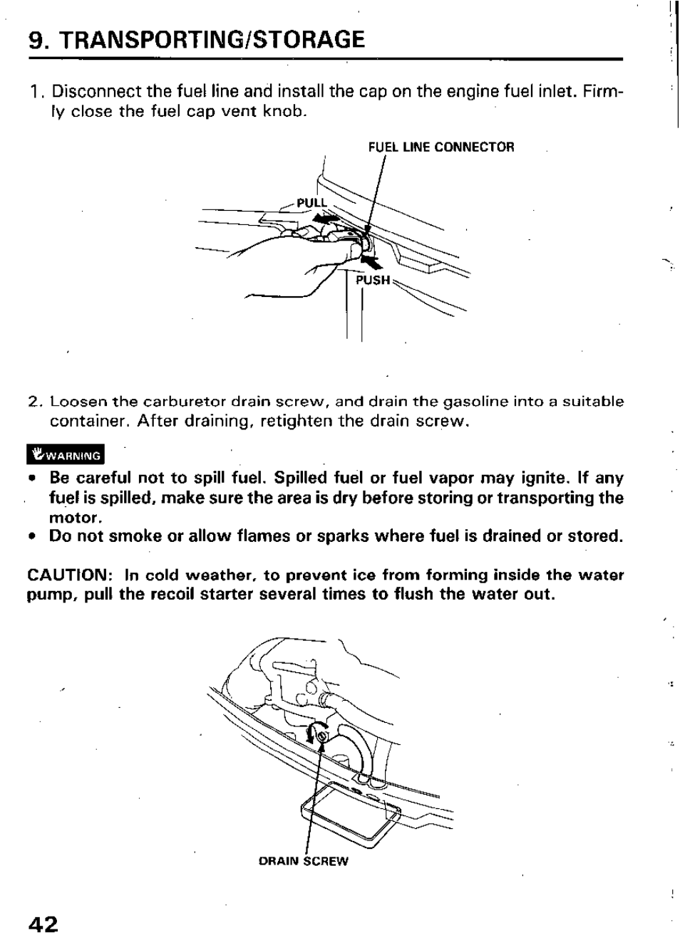 Transporting the storage | HONDA Outboard Motor BF15A User Manual | Page 44 / 81