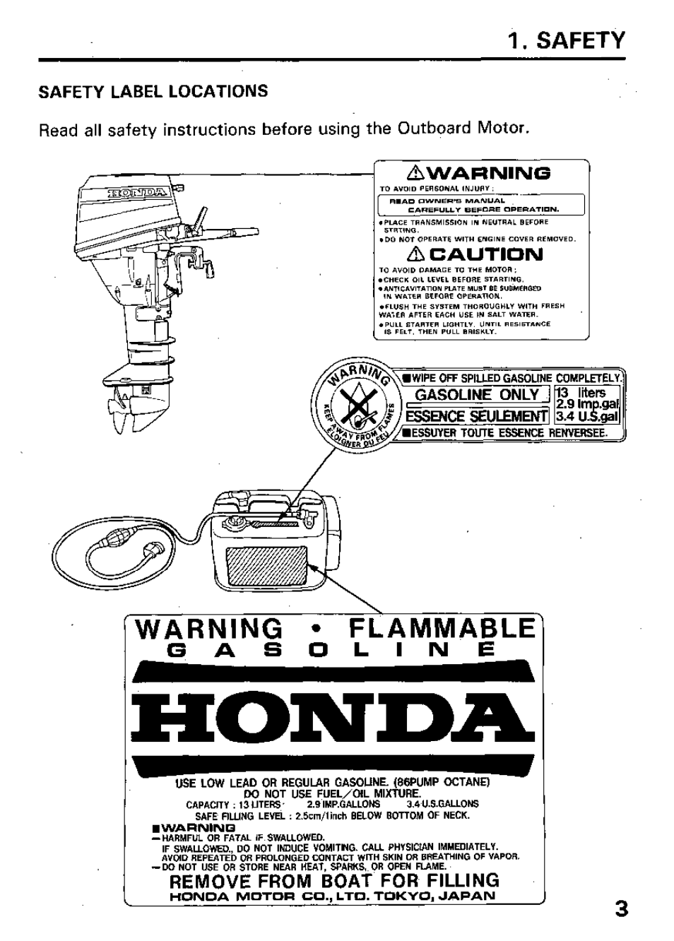 Safety | HONDA Outboard Motor BF15A User Manual | Page 5 / 81