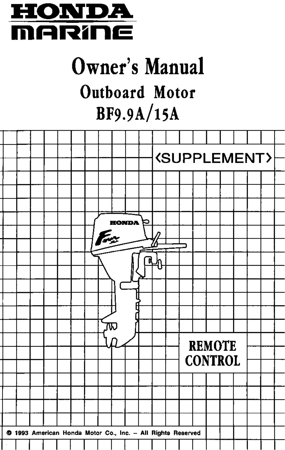 Remote control supplement, Cover | HONDA Outboard Motor BF15A User Manual | Page 57 / 81