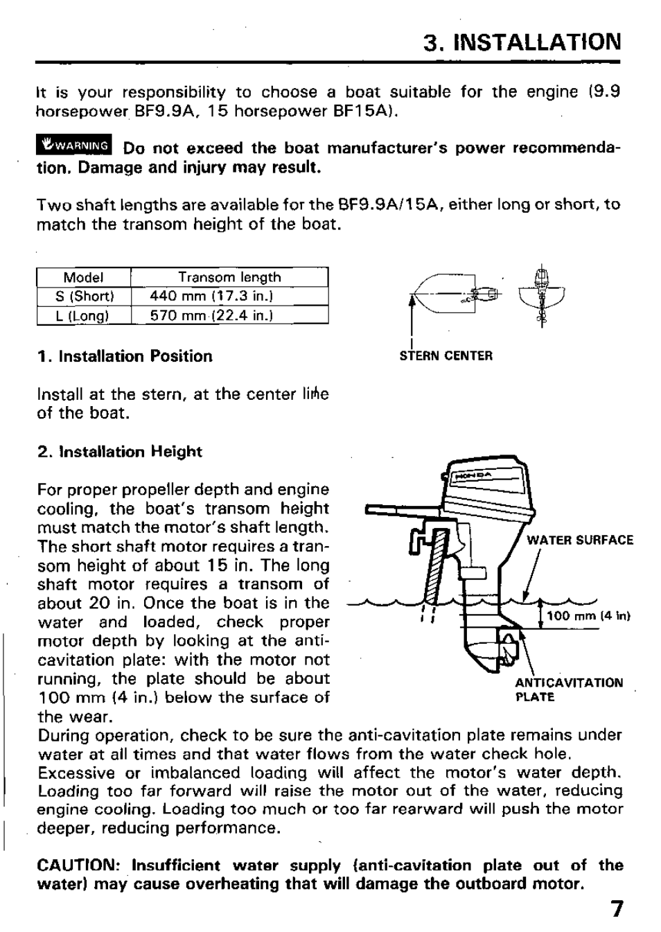 Installation | HONDA Outboard Motor BF15A User Manual | Page 9 / 81