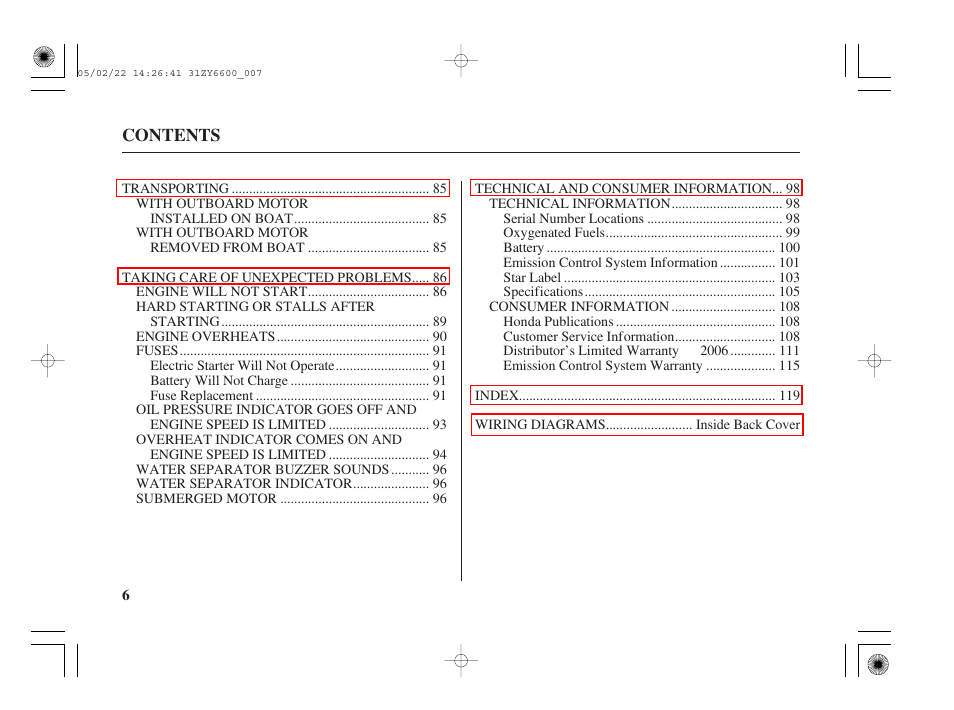 HONDA Outboard Motor BF150A User Manual | Page 8 / 129