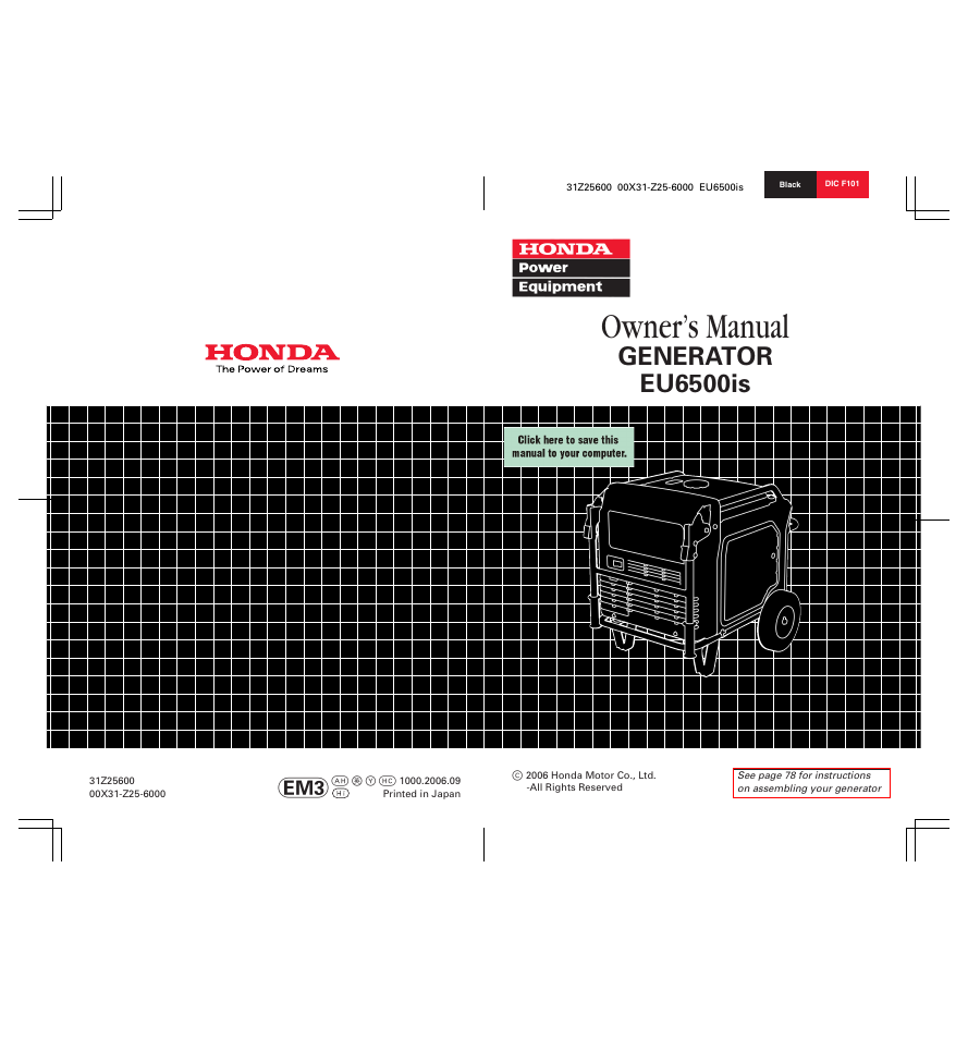 HONDA EU6500is User Manual | 100 pages