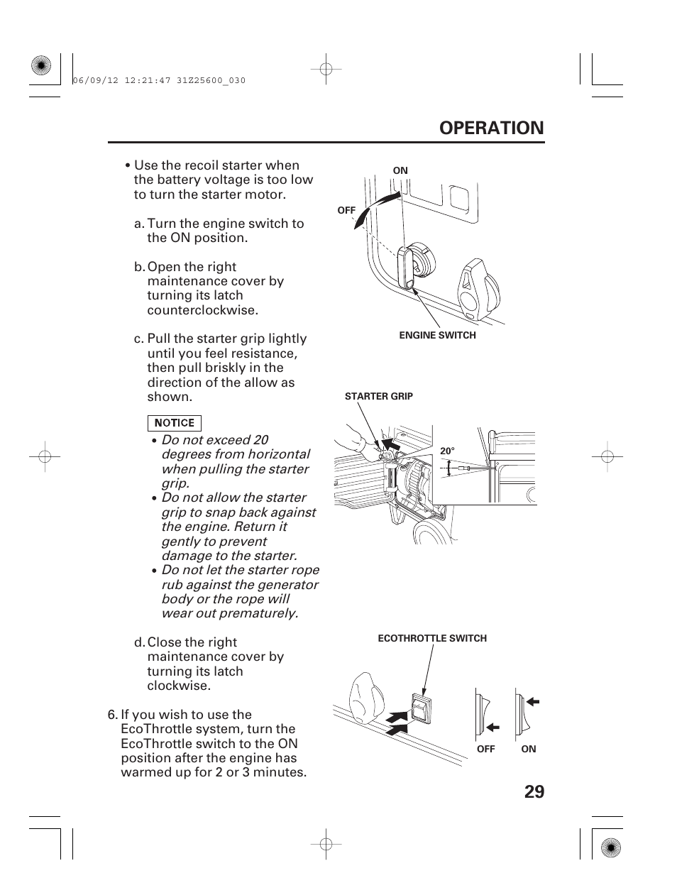 29 operation | HONDA EU6500is User Manual | Page 31 / 100