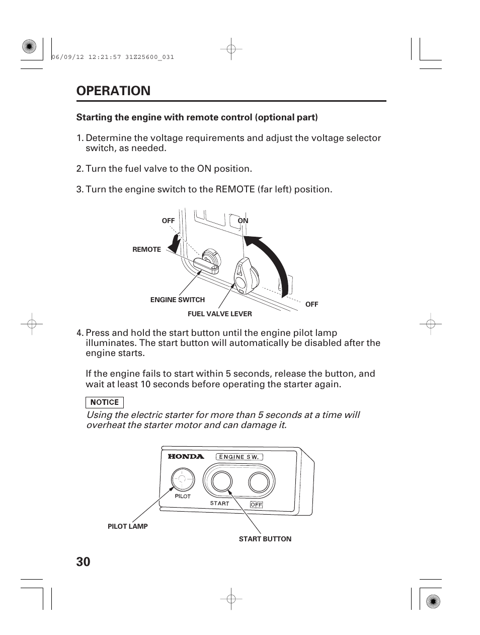 30 operation | HONDA EU6500is User Manual | Page 32 / 100